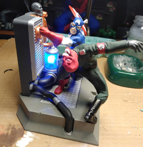 Captain America vs. Red Skull Diorama with LED Lighting