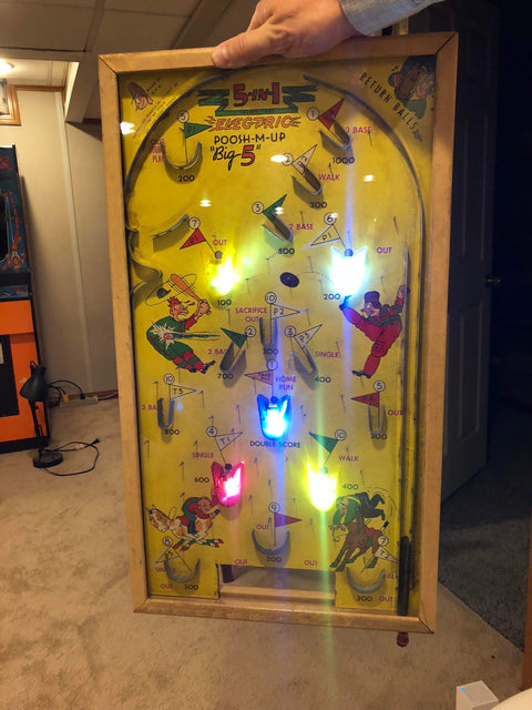 Electric Poosh-M-Up Big 5 Pinball Game Board