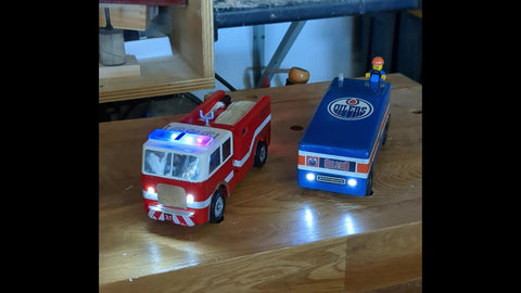Pinewood Derby Firetruck and Zamboni with Evan Designs LED Lights