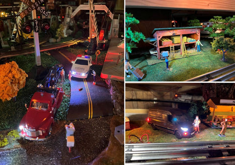 Train Layout Scenes with LED Lighting