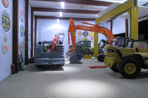 Heavy equipment in garage