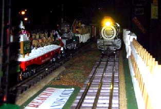 The train arrives from a distance