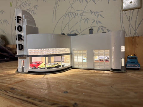Auto Dealership Model with Warm White LED Lighting