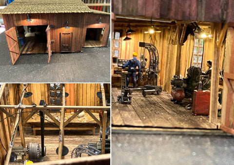 Auto Repair Shop Model with Functional Lighting