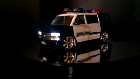 Black and white police car