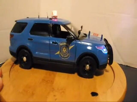 Blue police vehicle