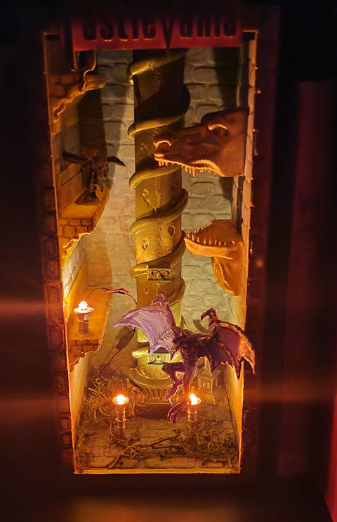 Castlevania Book Nook with Flickering LED Torches