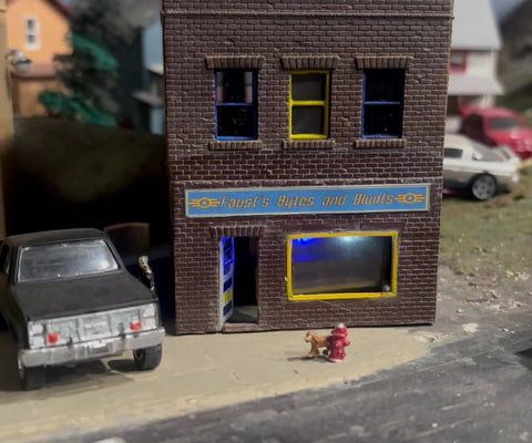 Computer Store Window Display with Flashing LEDs