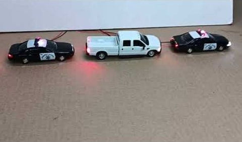 Custom Lighted HO traffic stop vehicles