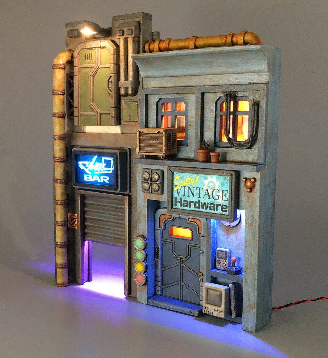 Cyber Bar Cyber Bar Artstation Sci-Fi Diorama with LED Lights