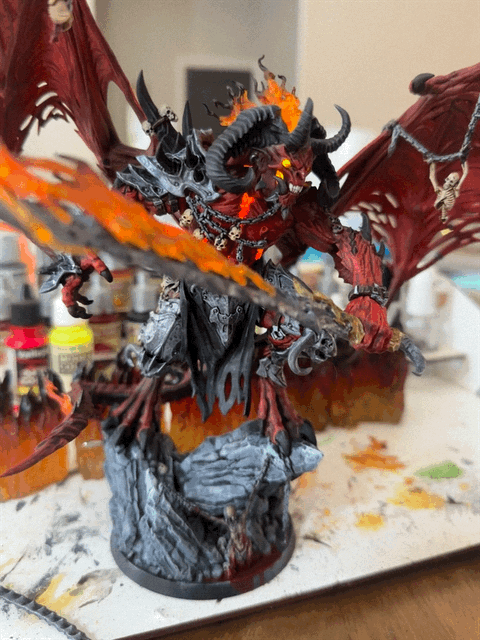 Demon Warrior Model with Flickering LED Fire