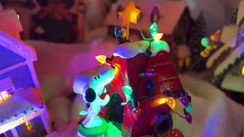 Doghouse model decorated with Even Designs color LEDs