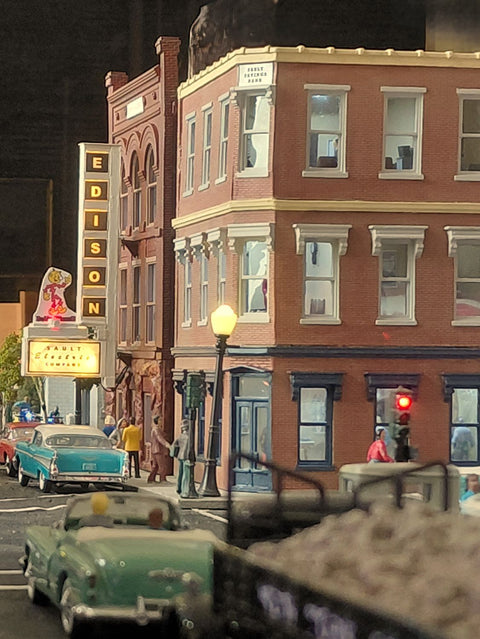 Downtown Street Building with Theater Sign Lighting