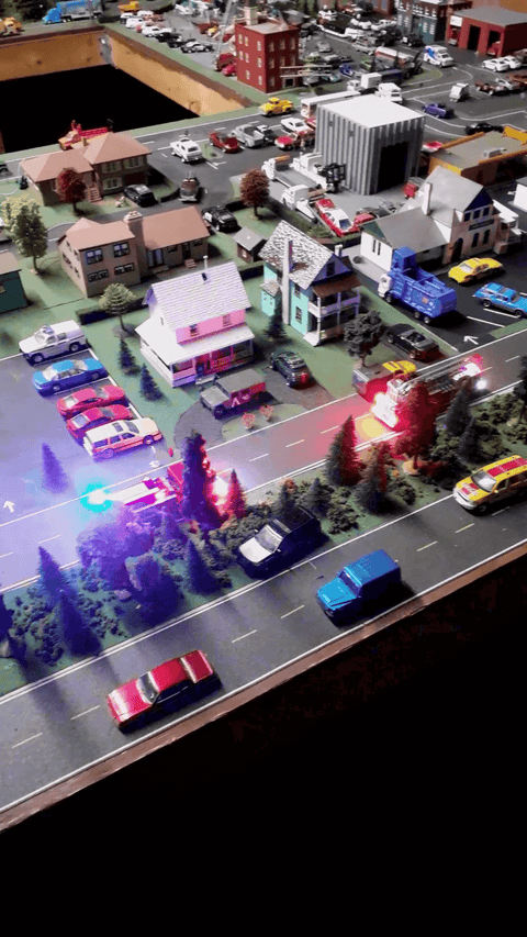 Fire trucks in action