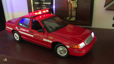 Fire Chief’s Diecast Car Model with Flashing LED Setup