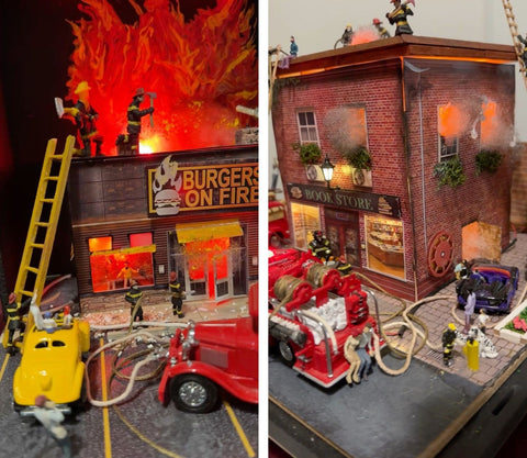 Firefighting Diorama with LED Fire Effects