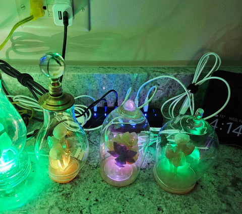Glass Art Model Illuminated with Miniature Color Changing LED Lights