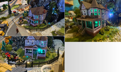 HO Scale Munster Mansion Scene with LED Lighting