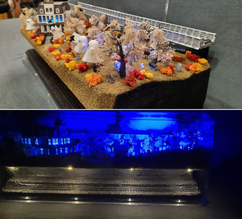 Haunted Mansion and Graveyard N Scale Display with Thunder and Lightning Effects