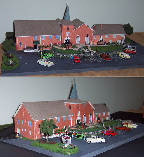 Hebron Baptist Church Model with Brick Paper