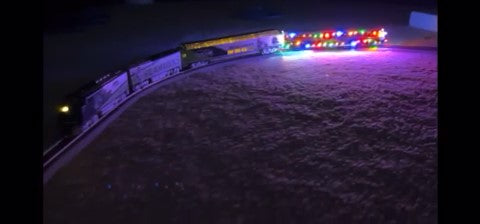 Model Train Passenger and Christmas Car with Track-Powered LED Lighting