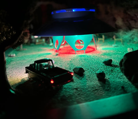 The Invaders diorama with Evan Designs' LED lights