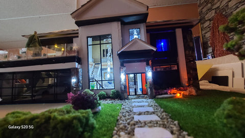 Two-Story Miniature Home with LED Lighting