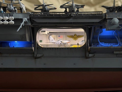 USS Enterprise Aircraft Carrier Model with LED-Lit Hangar Deck