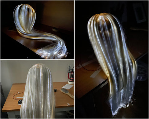 Wig with fiber optics