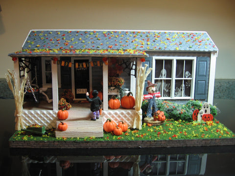 Creapy halloween porch in daylight