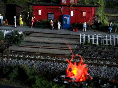 Fire on a train station