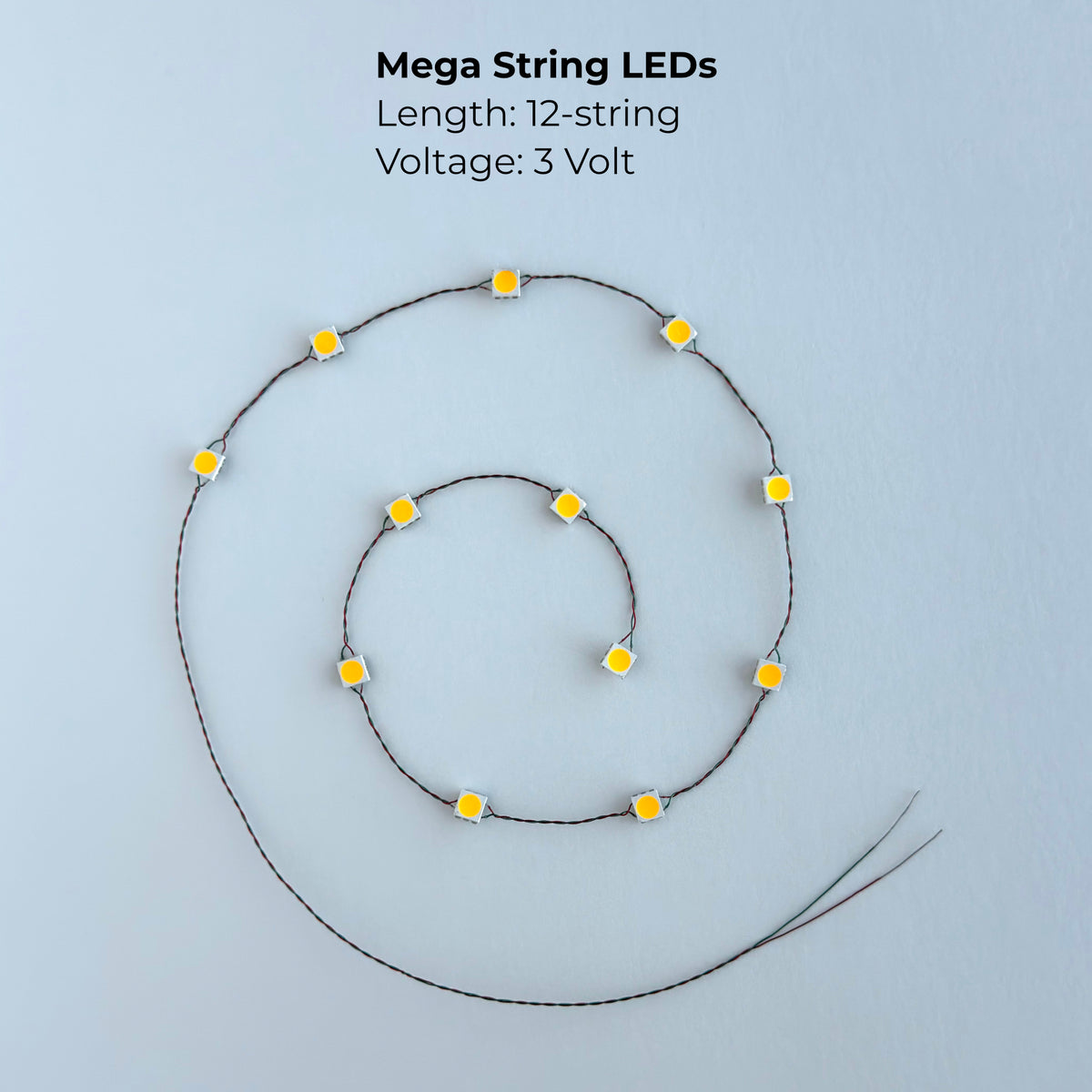Hobby String Led Bright String of LED lights - Mega size, on finest wire for your hobby