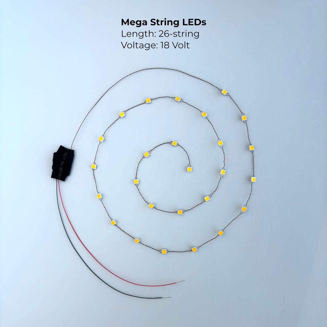Hobby String Led Bright String of LED lights - Mega size, on finest wire for your hobby