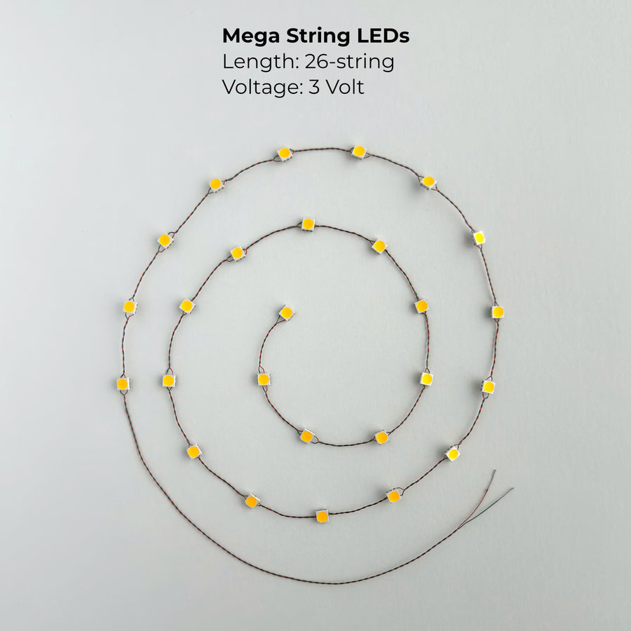 Hobby String Led Bright String of LED lights - Mega size, on finest wire for your hobby