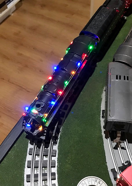 Christmas Lighting on Postwar Locomotive