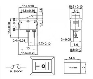Miniature On Off Rocker Switch for your projects, wired - ready to go!