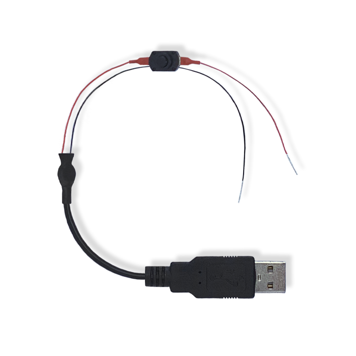 Type A USB Power Supply Cable 8 inches 3V with switch