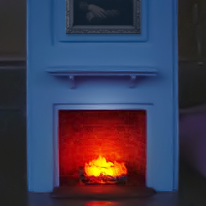 Dollhouse miniature Fireplace with Fire LEDs