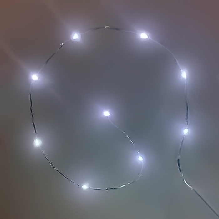 Flickering String of Cool White Nano and Chip LEDs on Fine Magnet