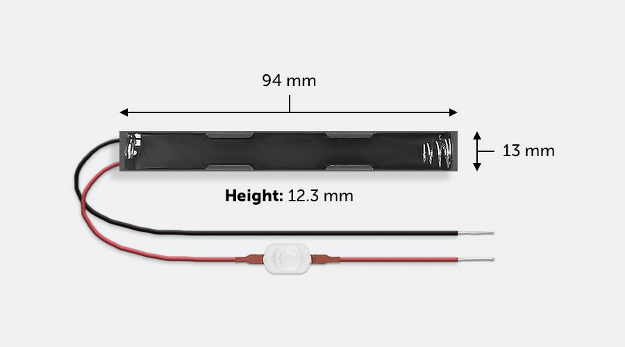 Inline AAA battery holder with switch and dimensions