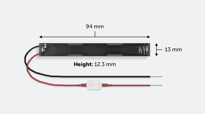 Inline AAA battery holder with switch and dimensions