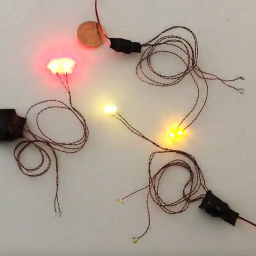 led alternator light with chip size LEDs in red, warm white and yellow.