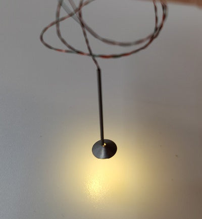 Miniature Industrial Pendant Lamp 7" input wire lit up