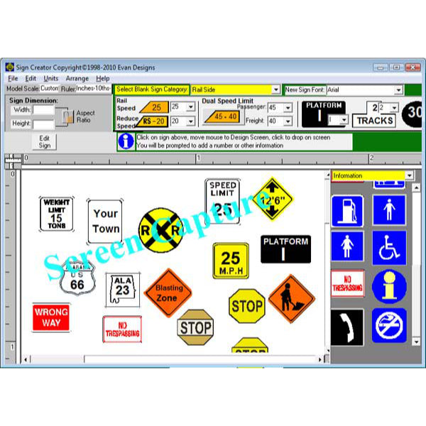 Explore Sign Creator modeling software with a vast collection of over 300 road signs and 50 railroad engineer signs. Create realistic signage for your models