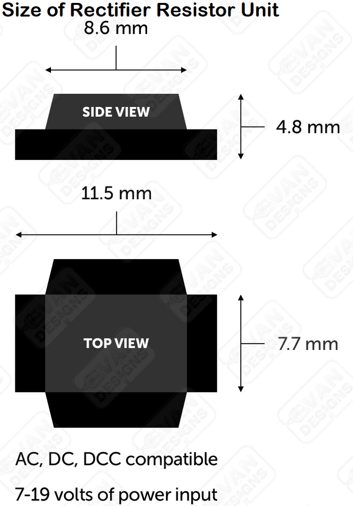 Size of resistor rectifier resistor unit