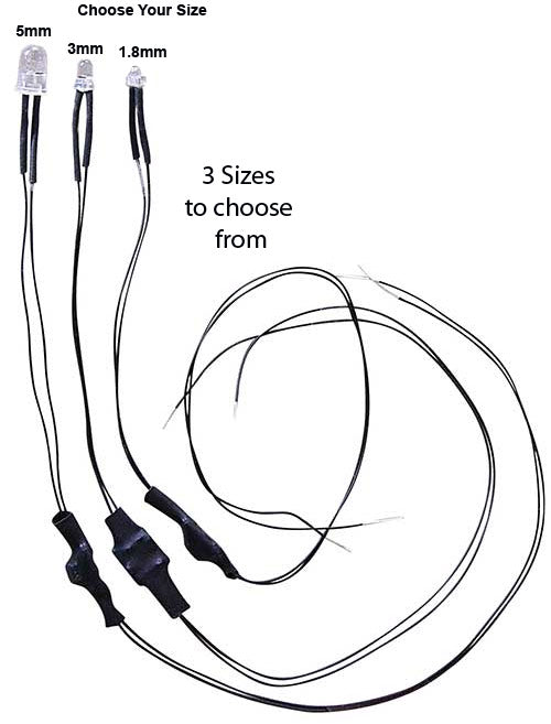 Miniature LED Lights for Model Trains sizes
